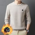 thumbnail image 4 of Suéter de terciopelo de hurón para hombre, suéter de invierno con forro polar, grueso, cuello redondo, suelto, de color sólido, para hombre, cálido y combinable, 4 of 5