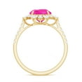 thumbnail image 2 of Rosec Jewels Created Pink Sapphire Floral Ring with Moissanite - Cocktail Ring (AAAA Grade), 18K Yellow Gold, US 4.00, 2 of 9