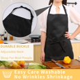 thumbnail image 4 of Tosewever Paquete de 2 delantales ajustables con pechera resistentes a las gotas de agua con 2 bolsillos para cocinar, cocina, restaurante, delantales para mujeres, hombres, chef, barbacoa, dibujo, ma, 4 of 5