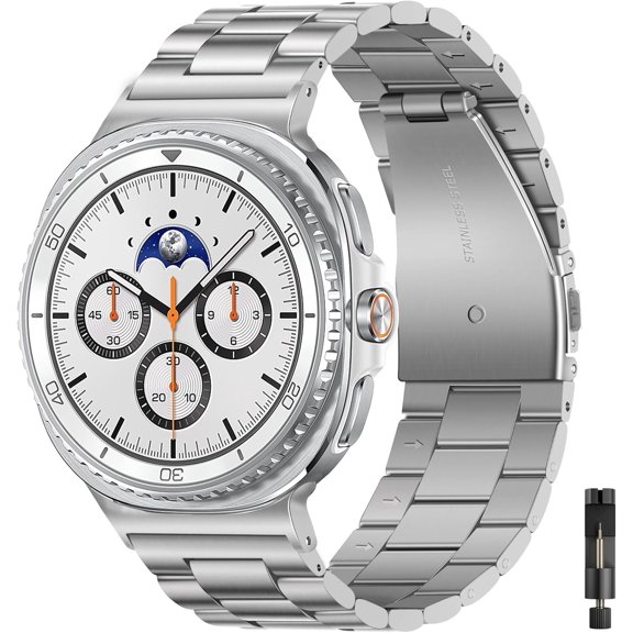 REQO Metal Bands Compatible with Samsung Galaxy Watch 8 Band 44mm 40mm/Galaxy Watch 8 Classic Band 46mm, Business Stainless Steel Strap Wristband for Galaxy Watch 8 2025 Men Women
