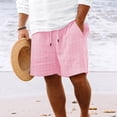 thumbnail image 2 of LNZGNM Mens Cotton Linen Shorts Elastic Waist Drawstring 5 Inch Shorts Athletic Lightweight Summer Beach Shorts Workout Short Pants with Pockets,Pink 2XL, 2 of 4