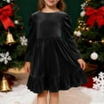 thumbnail image 6 of ATOGUTA Girls Sweat Dress Kids Long Sleeve Party Birthday Prom Formal Fancy Midi Dress Size 5T-15, Black, 6 of 6