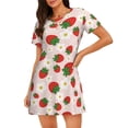 thumbnail image 1 of Fotbe Strawberry Floral Bata de Dormir para Mujer con Estampado, Camisón de Algodón de Manga Corta, Ropa de Dormir Casual, 1 of 6