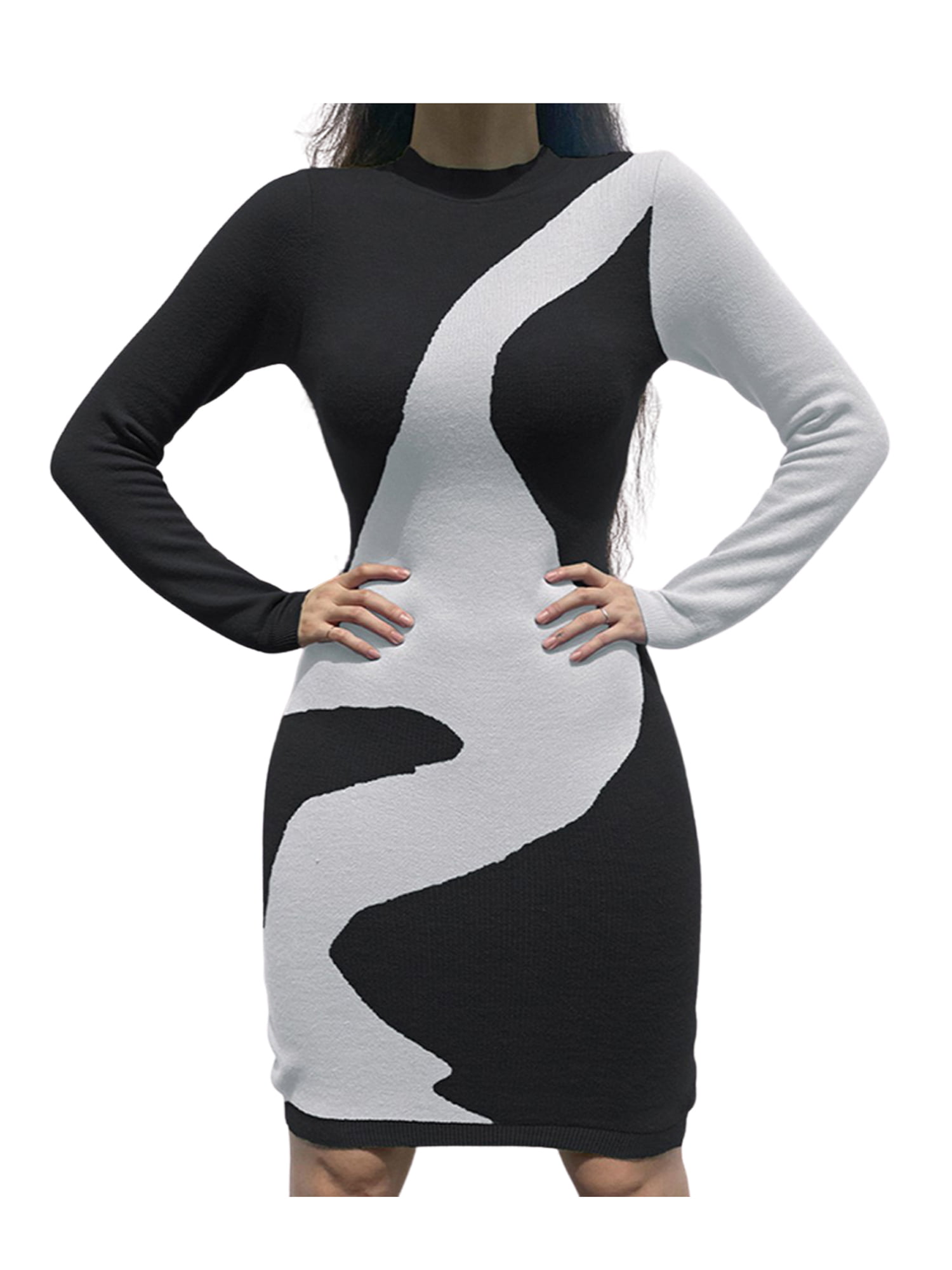 Details about  / Custom 1:6th Black And White Striped Sweater Dress For 12/" Female Body Doll
