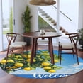 thumbnail image 4 of Summer Welcome Round Living Room Rugs 8 ft, Yellow Lemon Blue Sky Green Leaf Ocean Washable Large Area Rug with Non-Slip Sturdy Edge Binding Round Carpet for Dining Room Kitchen Office, 4 of 9