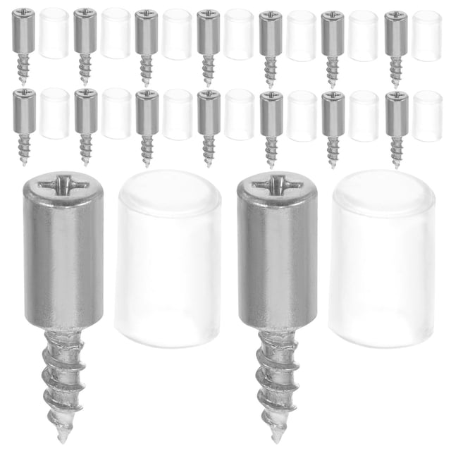 HEATSHAKING 50Pcs Iron Mirror Screws with Decorative Caps for Cabinet Assembly and Glass