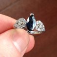 thumbnail image 3 of Pompeii 2 1/30ct Diamond & Marquise Blue Sapphire Vintage Ring 14K White Gold (G/H,VS1), 3 of 3