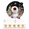 thumbnail image 6 of 13 Inch Round Placemats Set of 6, Black Christmas Non Slip Heat Insulation PP Table Mats, Snowman Snowflake Xmas Tree Gifts Washable Place Mats for Kitchen Dining Party Table Decor, 6 of 7