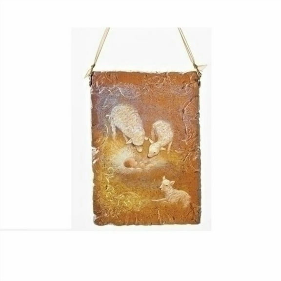 Roman 5" Orange Baby Jesus With Sheep Religious Christmas Plaque Ornament
