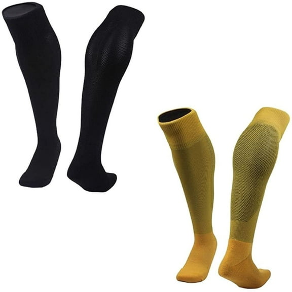 Lian LifeStyle 2 Pairs Exceptional Knee High Sports Socks for Soccer, Softball, Baseball and many other Sports XL0005 Size M Black,Yellow
