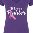 thumbnail image 4 of Inktastic Breast Cancer Awareness I'm a Fighter Women's V-Neck T-Shirt, 4 of 5