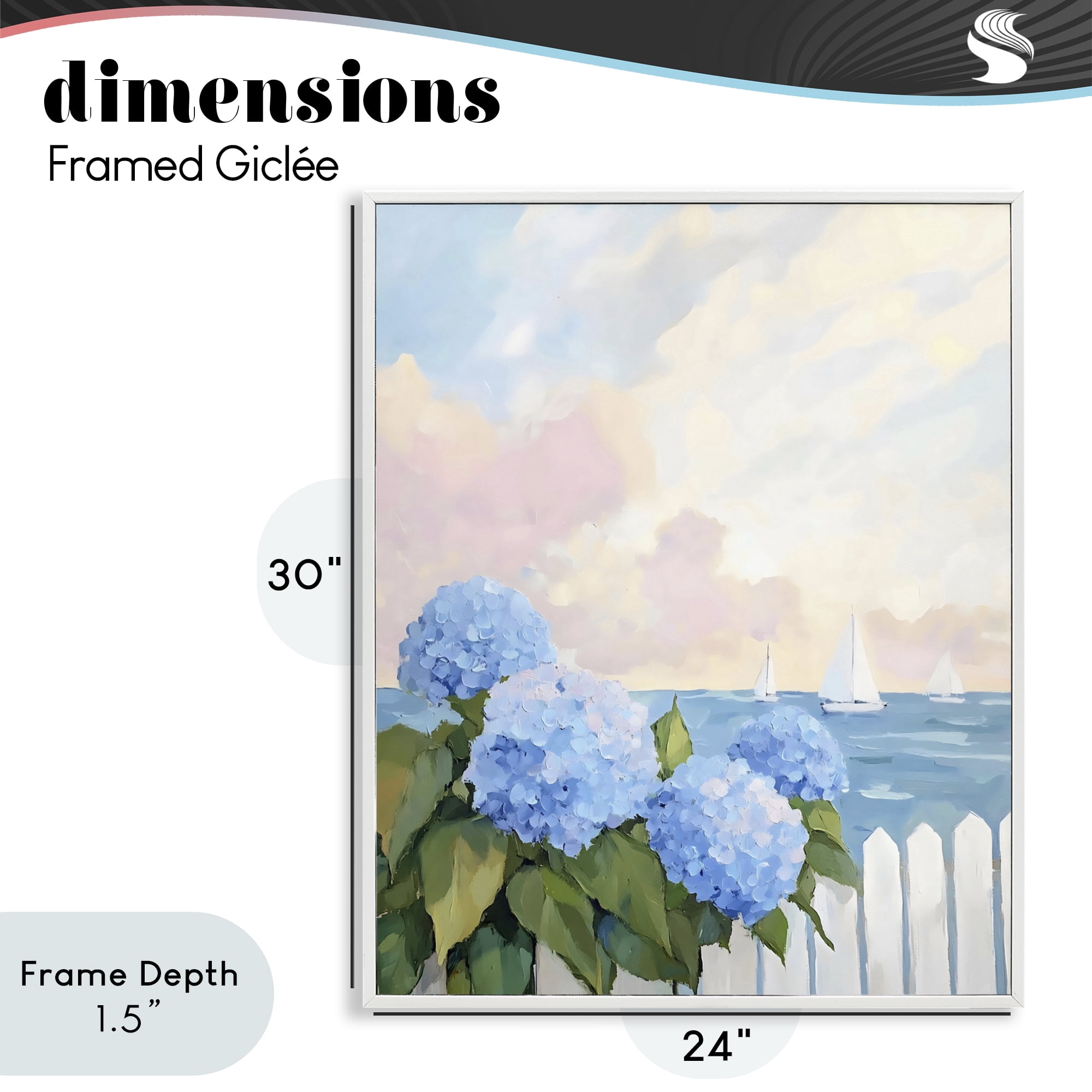 Stupell Industries Hydrangeas By The Sea White Framed Giclee Art, design by Creative Studio
