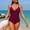 A388 Wine, variant on One Piece Swimsuits for Women Wrap Cross Front Tummy Control Bathing Suits Solid Color Slimming Ruched Monokini