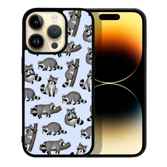 WIRESTER Soft Rubber Protector Cover Case for Apple iPhone 14 Pro Max 6.7" 2022, Raccoon Funny Playful Postures