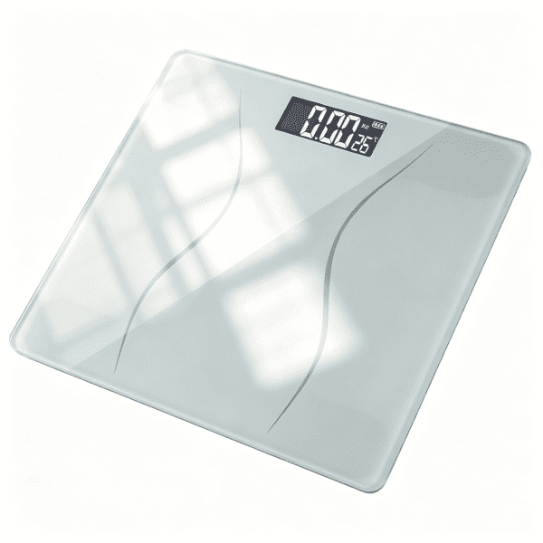 Alvantor Digital Bathroom Scale, 397 lb Capacity, 0.1 kg Increments, Backlit LCD, 6 mm Tempered Glass, White