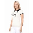 thumbnail image 5 of YEMAK Women's Meow Cat Contrast Collar Short Sleeve Pullover Sweater MK3591MEOW-IVORY/BLACK-M, 5 of 7