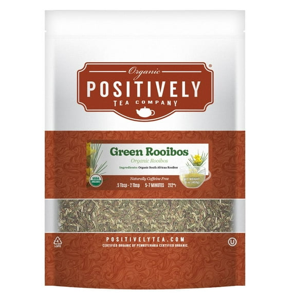 Positively Tea's Organic South African Green Rooibos Tea, Loose Leaf, 1 Pound Bag