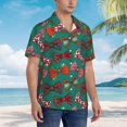 thumbnail image 3 of Balery red and green bow tie Camisas hawaianas de manga corta para hombre, camisas playeras de corte holgado, camisas de vacaciones con botones,Small, 3 of 7