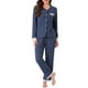 thumbnail image 1 of Conjuntos de pijamas para mujeres con encaje, blusa de manga larga con botones, ropa de dormir con pantalones de cintura elástica y bolsillos, M Azul Oscuro, 1 of 6