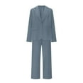 thumbnail image 4 of ZQUUVOU 2 Piece Outfits for Women Blazer Jackets Straight Leg Pants Suits Set Dressy Business Casual Outfits with Pocket Lining Blue, 4 of 8