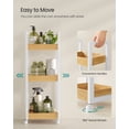 thumbnail image 5 of 3-Tier Bamboo Rolling Cart with Adjustable Shelf, 11.8x31.5 Inch Slim Storage Organizer for Kitchen Bathroom, White and Natural, 5 of 7