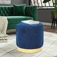 thumbnail image 2 of Homebeez Round Velvet Ottoman Footrest Stool Orange 17.7''D x 16.9''H, 2 of 5