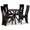 thumbnail image 1 of Baxton Studio Cian Modern and Contemporary Dark Brown Faux Leather Upholstered and Dark Brown Finished Wood 5-Piece Dining Set, 1 of 5