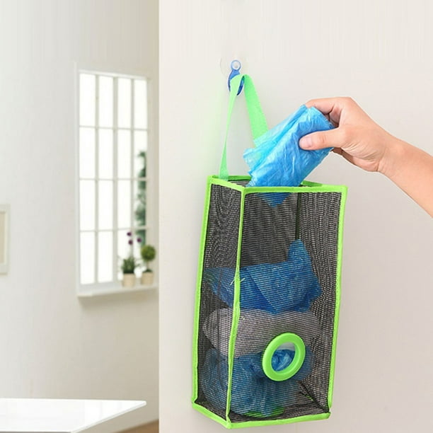 Plastic Bag Holder Wall Grocery Shopping Bag Dispenser Access Holes Plastic  Garbage Pouch Organizer