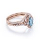 thumbnail image 3 of JeenMata Anillo de Bodas de 1,35 Quilates con Forma de Huevo en Forma de Chevron en Color Azul Cielo con Pavé de Moissanita y Aguamarina Engastado en Oro Rosa de 18 K sobre Plata, 3 of 6