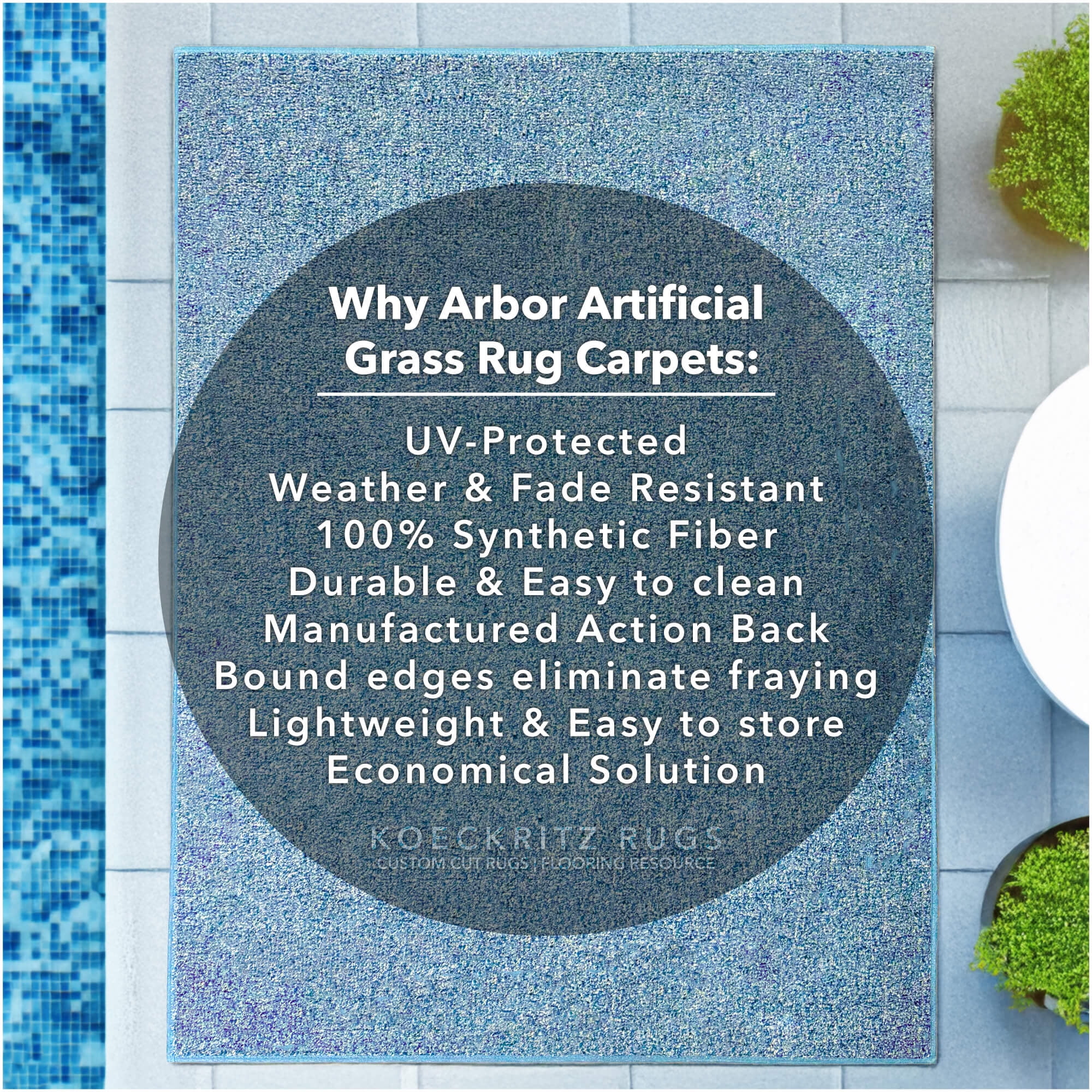 Koeckritz Rugs Premium 12'x14' Stillwater Indoor/Outdoor Turf Rug Ideal for Patios, Decks