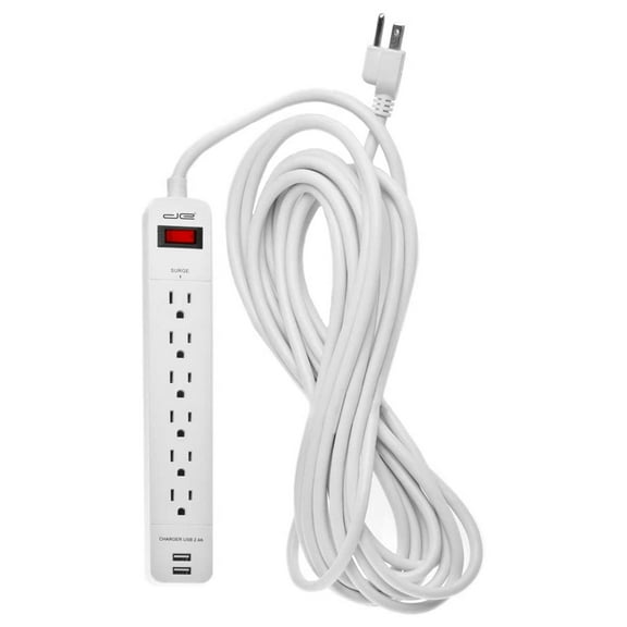 Digital Energy 6-Outlet   2 USB 1050 Joule Surge Protector Power Strip White.