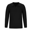 thumbnail image 5 of GuangCheng Mens Lapel Sweaters Textured Knit V Neck Pullover Business Casual Loose Fit Tops, 5 of 6