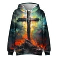 thumbnail image 5 of Men's Loose Fit Hoodie with Cross Print, Casual Long Sleeve Pullover Sweatshirt, Soft Fleece Streetwear for Fall Winter, Christmas Holiday, Daily Comfort,Gray,5XL, 5 of 5