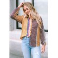 thumbnail image 1 of Women's Brown Dot Print Long Sleeve Button Down Shift Shirt, 1 of 5