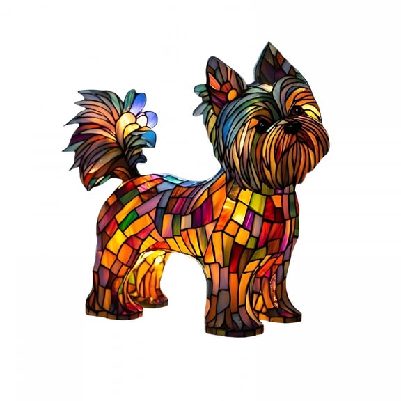 HIBIBUD Terrier Lamp | 6.6X7.4X6.3 Inches Dog Series Art Night Light | Stained Resin Dogs Shaped Desk Lamps for Dog Lovers | Cute Animals Sculpture Ambient Nightlights for Tabletop Decorations