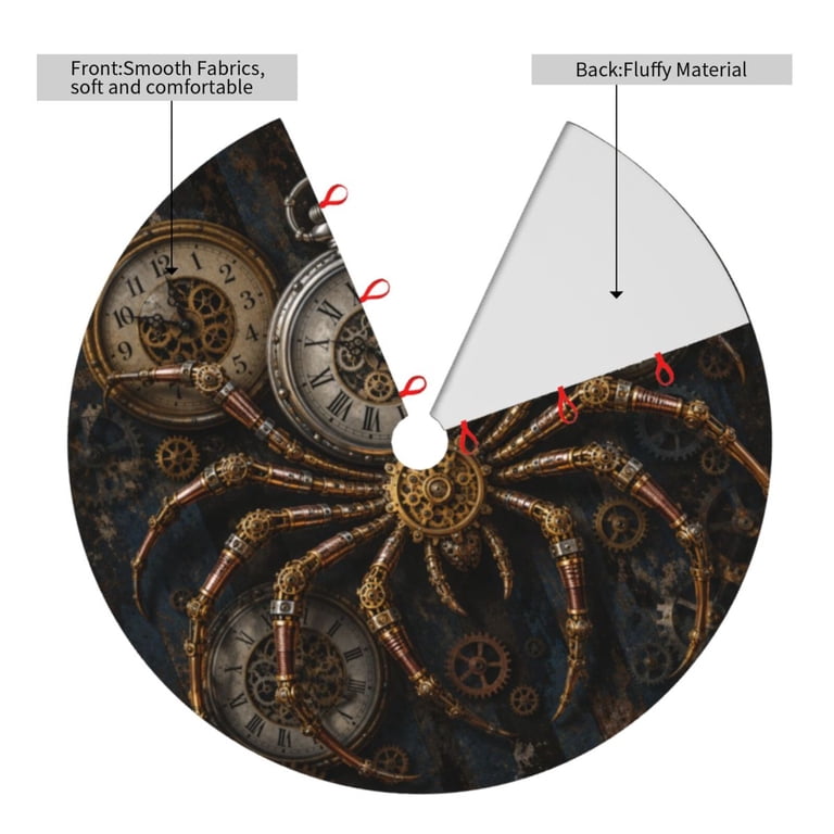 Steampunk Spider Clockwork Art Christmas Tree Skirt, Round Winter Xmas ...