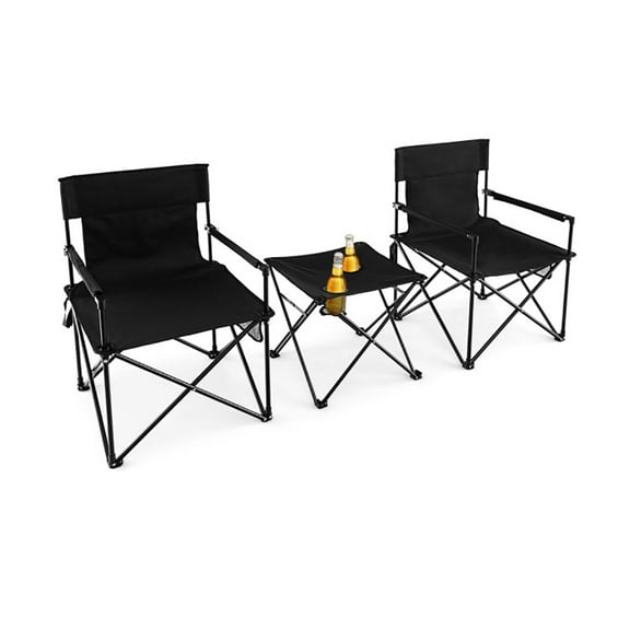 Spaco Outdoor Folding Camping Chairs and Table Set with Carrying Bag-Black