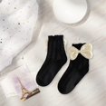 thumbnail image 5 of Biekopu Little Girl Fall Knitted Socks Cute 3D Bow Flower Heart Ruffle Edge Non Slip Slipper Floor Socks Indoor Outdoor Wear, 5 of 6
