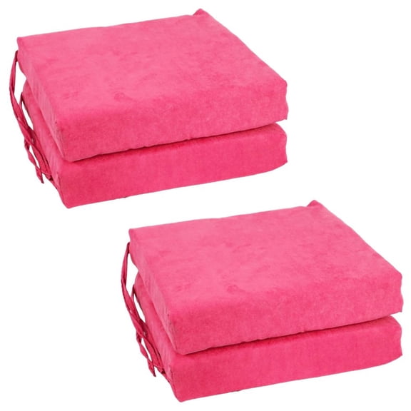 Blazing Needles Set of 4 Indoor Microsuede Chair Cushions, Bery Berry