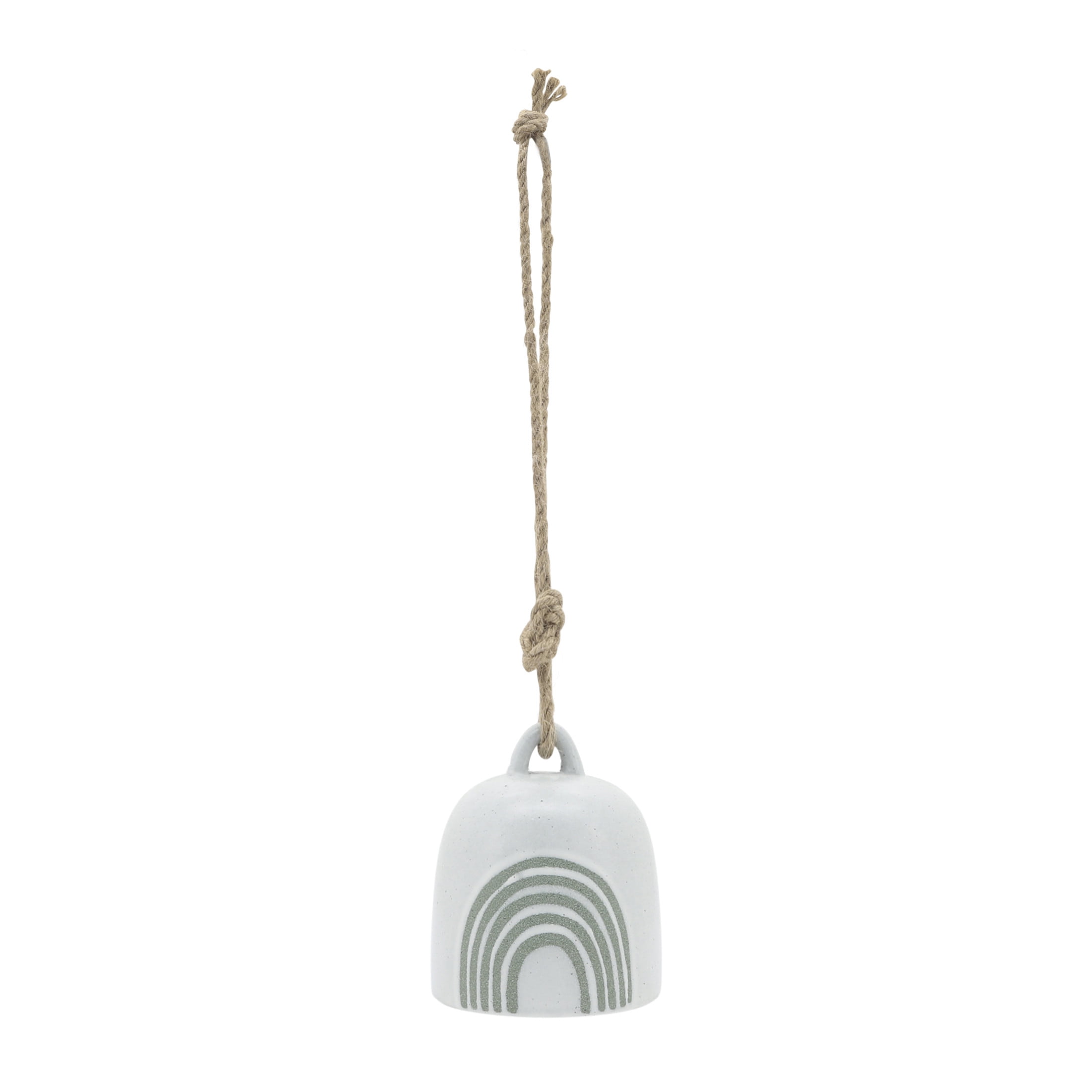 Modern Ceramic Small Bell Wind Chimes for Garden or Outside Decor - Beautiful Windchime for Patio & Porch Hanging Display - Decorative Outdoor Accent for Home Decoration - 4", White & Green