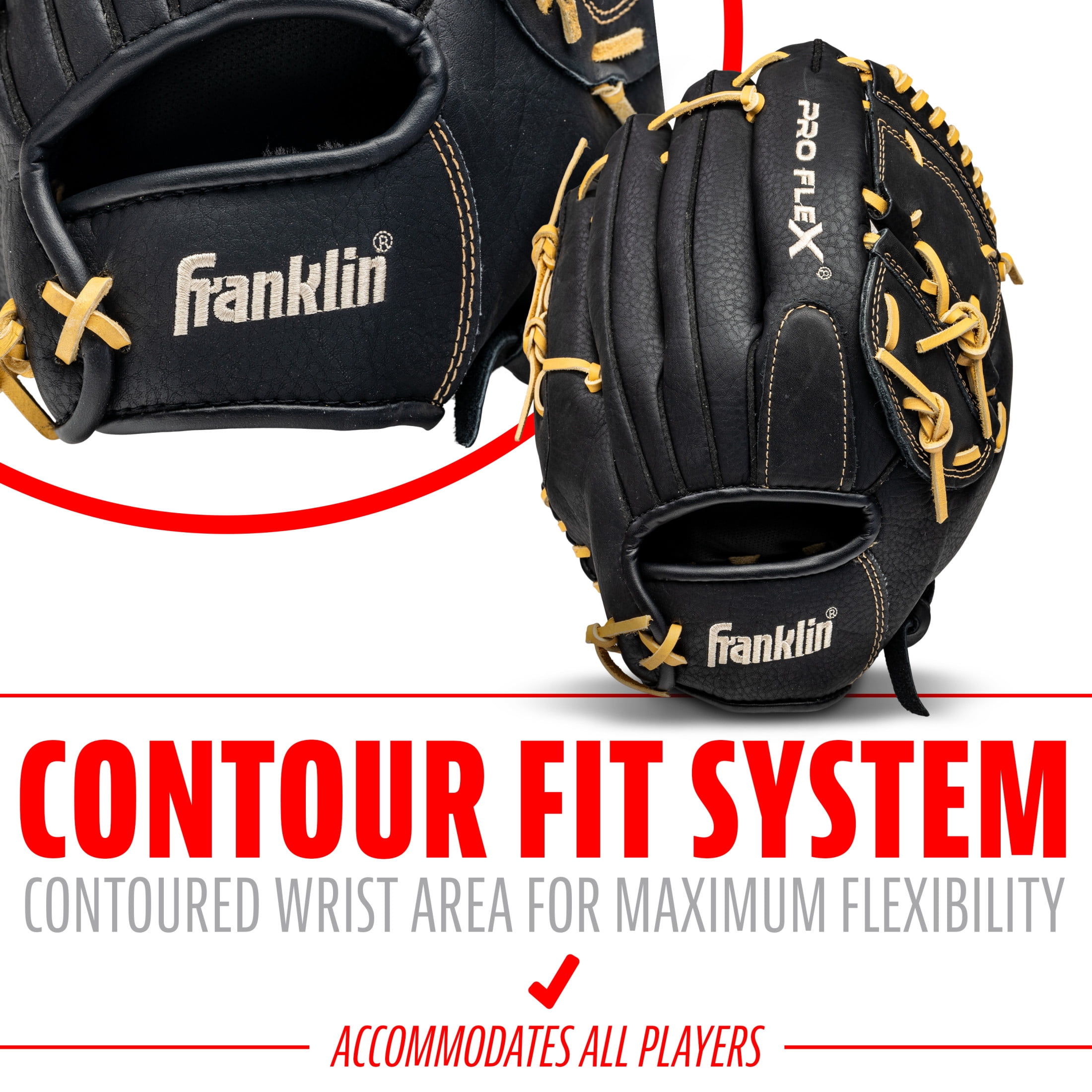 Franklin Sports ProFlex Adult Baseball + Softball Glove, 12 in, Camel, Right Hand Throw
