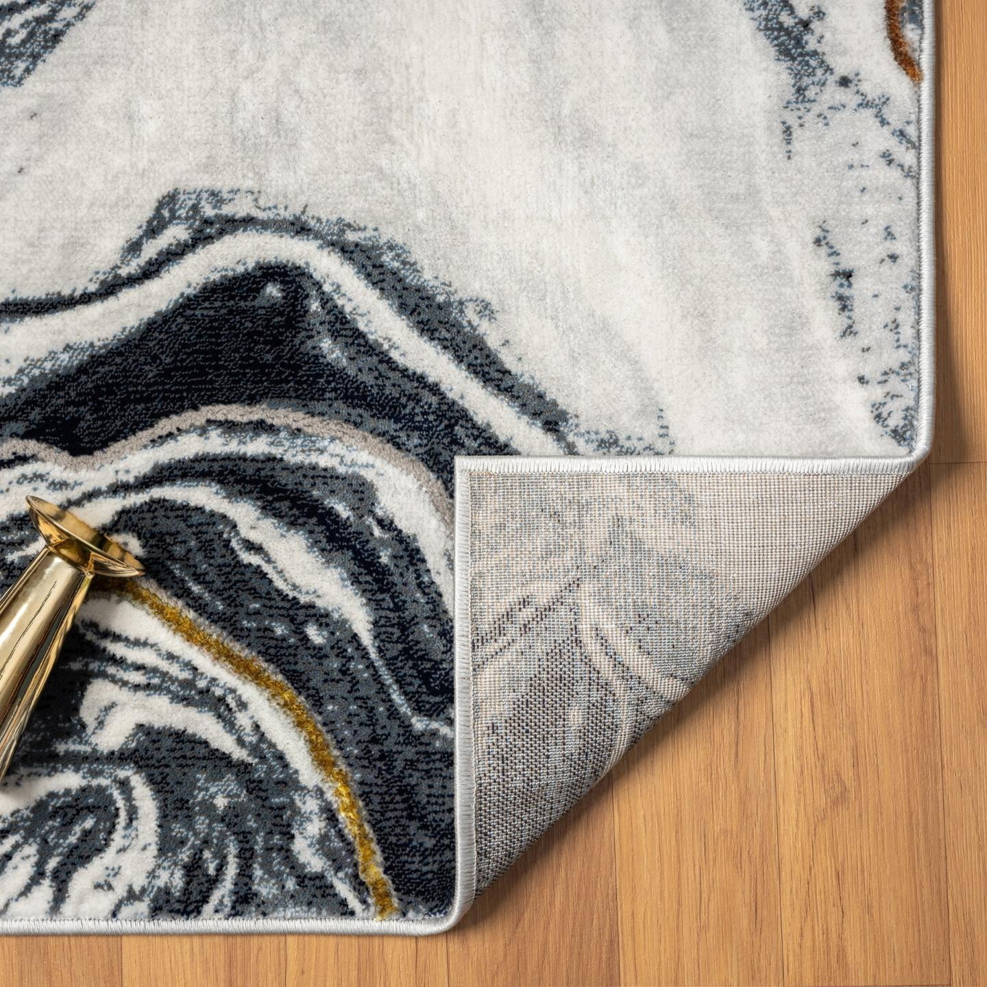 Luxe Weavers Marble Abstract Blue 2x7 Area Rug Indoor Area Rug for Living Rooms