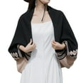 thumbnail image 2 of Women's Shawl Wrap Knitted Casual for Fall Winter (Black&Beige), 2 of 6