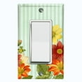 thumbnail image 1 of Metal Light Switch Plate Outlet Cover Colorful Daisies Teal Striped Damask FLW073, 1 of 13