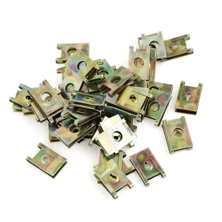 Unique Bargains 50pcs Car Auto Dash Pannel Spire Screw Metal U-Clips 6mm Diameter