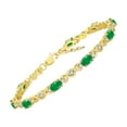 thumbnail image 3 of RYLOS Matching Jewelry Set Floral Design: Yellow Gold Plated Silver Tennis Bracelet, Earrings, Ring & Necklace. Gemstone & Diamonds. Emerald May Birthstone Ring size 7, 3 of 9