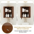 thumbnail image 5 of Giantex 23.5" Corner Medicine Cabinet with Mirror, Wall Mounted Bathroom Cabinet for Small Spaces, Brown, 5 of 9