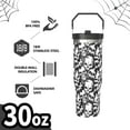 thumbnail image 3 of Skull Halloween Gifts for Women Men, Goth Horror Stainless Steel Insulated Travel Coffee Cup, 30 Oz Tumbler with Top Handle and Flip Straw, Holiday Birthday Water Bottle for Him Her, 3 of 6