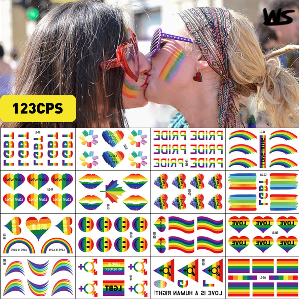 Rainbow gay pride flag Sticker Lot Vinyl Decal LGBT tattoo festival parade 