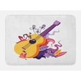 thumbnail image 1 of Music Bath Mat, Performance of a Guitarist Playing on Big Guitar with Floral Ornaments, Plush Bathroom Decor Mat with Non Slip Backing, 29.5" X 17.5", Mustard and Multicolor, by Ambesonne, 1 of 2